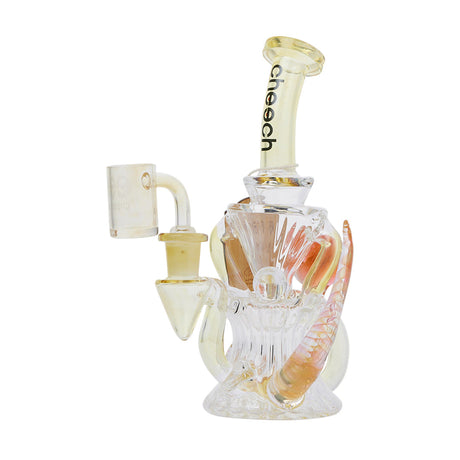 Cheech Glass 8" The Fumed Huncho Dab Rig in Yellow with Intricate Glasswork - Front View