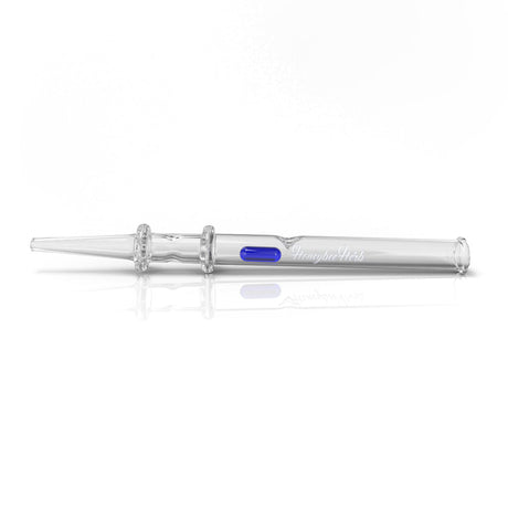 Honeybee Herb Quartz Dab Straw Spinner with blue accent - Clear Glass Front View