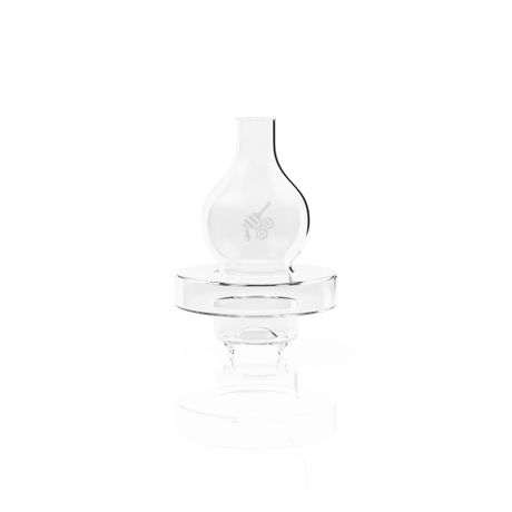 Honeybee Herb Quartz Dual Spinner Carb Cap for Dab Rigs, Clear Front View on Seamless White Background