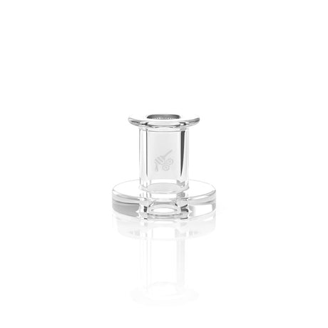 Honeybee Herb Quartz Stamp Carb Cap for Dab Rigs, Clear 30mm, Front View on White Background