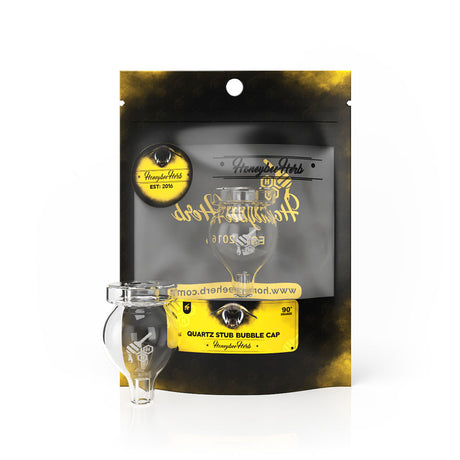 Honeybee Herb Quartz Stub Bubble Carb Cap for Dab Rigs, Clear, 22mm - Packaged Front View