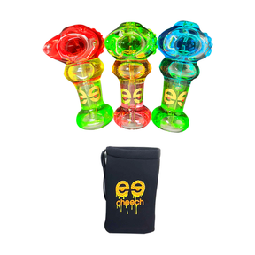 Cheech Glass 4" Tri Glycerin Hand Pipes in Red, Green, Blue with Matching Chillums