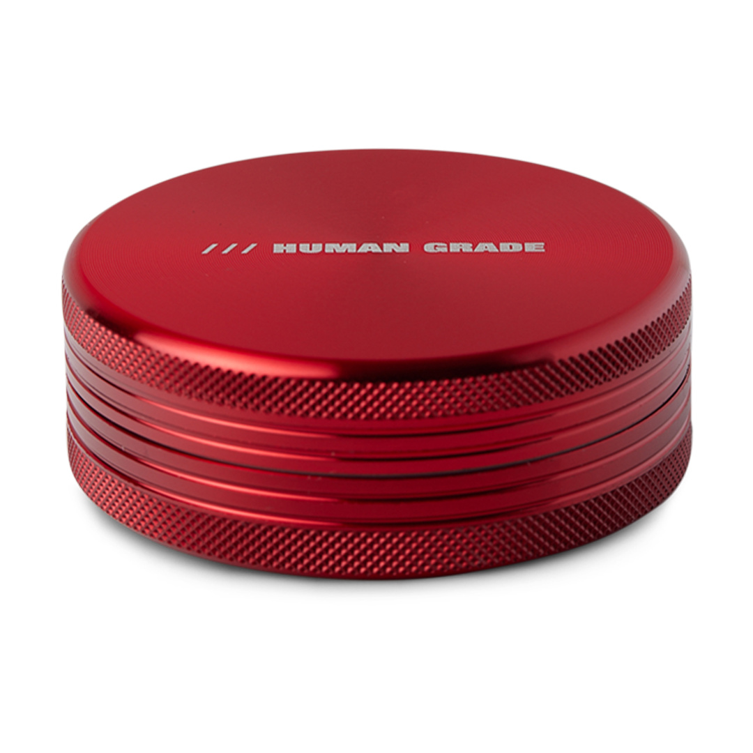 Human Grade Grinder 1C Red Variant, 2.5" 2-Piece, Durable Metal, Front View