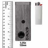 DynaStash XL ER: Wenge by DynaVap, dark wood stash container front view with lighter and ruler