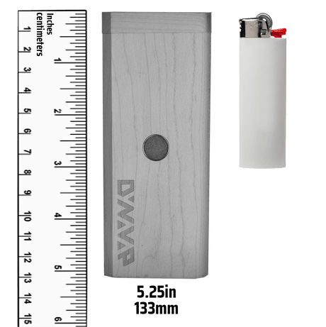DynaStash XL: Movingui wooden stash container by DynaVap with lighter for scale