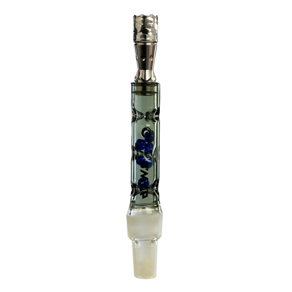 DynaVap LLC The BB6 Vaporizer in Grey with Blue Glass Beads, Front View on Seamless White Background