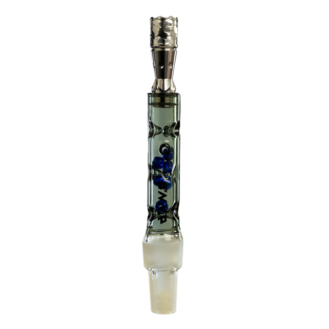 DynaVap LLC The BB6 Vaporizer in Grey with Blue Glass Beads, Front View on Seamless White Background