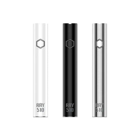Sunakin America Ray510 Vape Pens in White, Black, and Silver - Front View