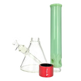 Prism HALO Tall Beaker Single Stack in Green with Clear Bowl and Red Grinder - Front View