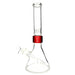 Prism CLEAR STANDARD BEAKER SINGLE STACK with Red Accents - Front View on White Background