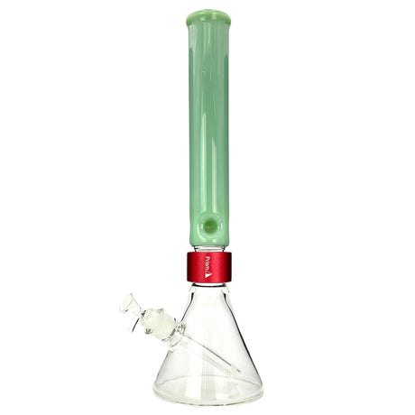 Prism HALO Tall Beaker Single Stack Bong in Red/Mint with Clear Glass Bowl - Front View