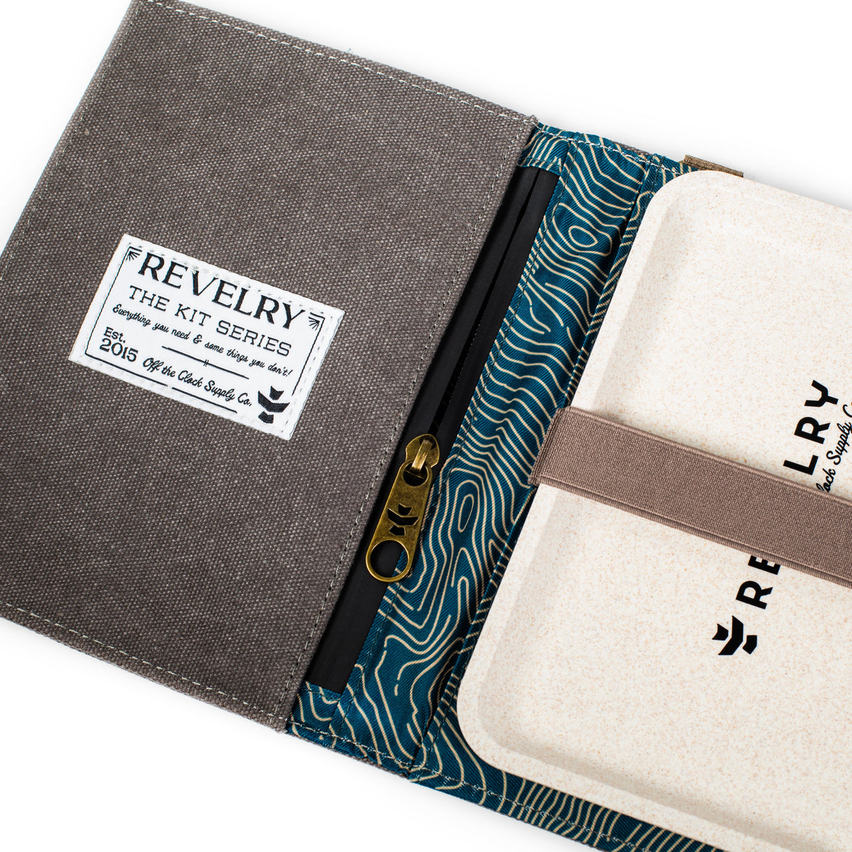 Revelry Supply The Rolling Kit open view showing smell proof compartments and sleek design
