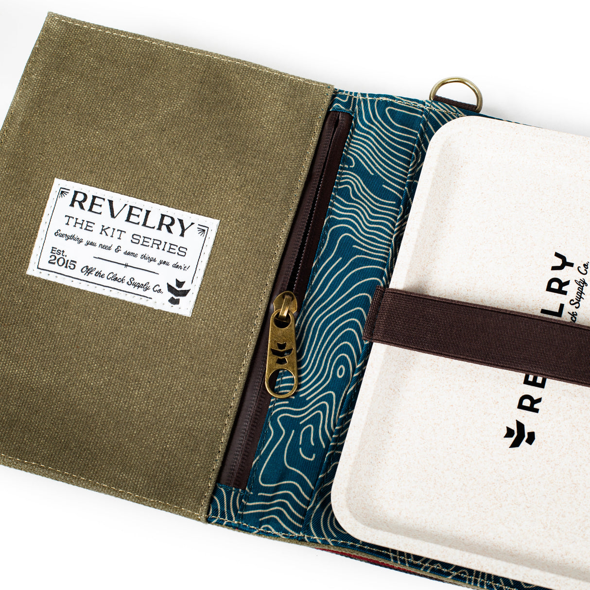 Revelry Supply The Rolling Kit open view showing smell proof interior and storage compartments