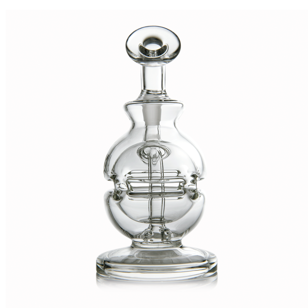 MJ Arsenal Royale Mini Dab Rig, clear borosilicate glass, 5" with 90-degree banger hanger