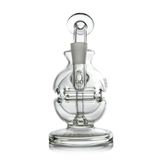 MJ Arsenal Royale Mini Dab Rig, clear borosilicate glass, 90-degree banger hanger, front view