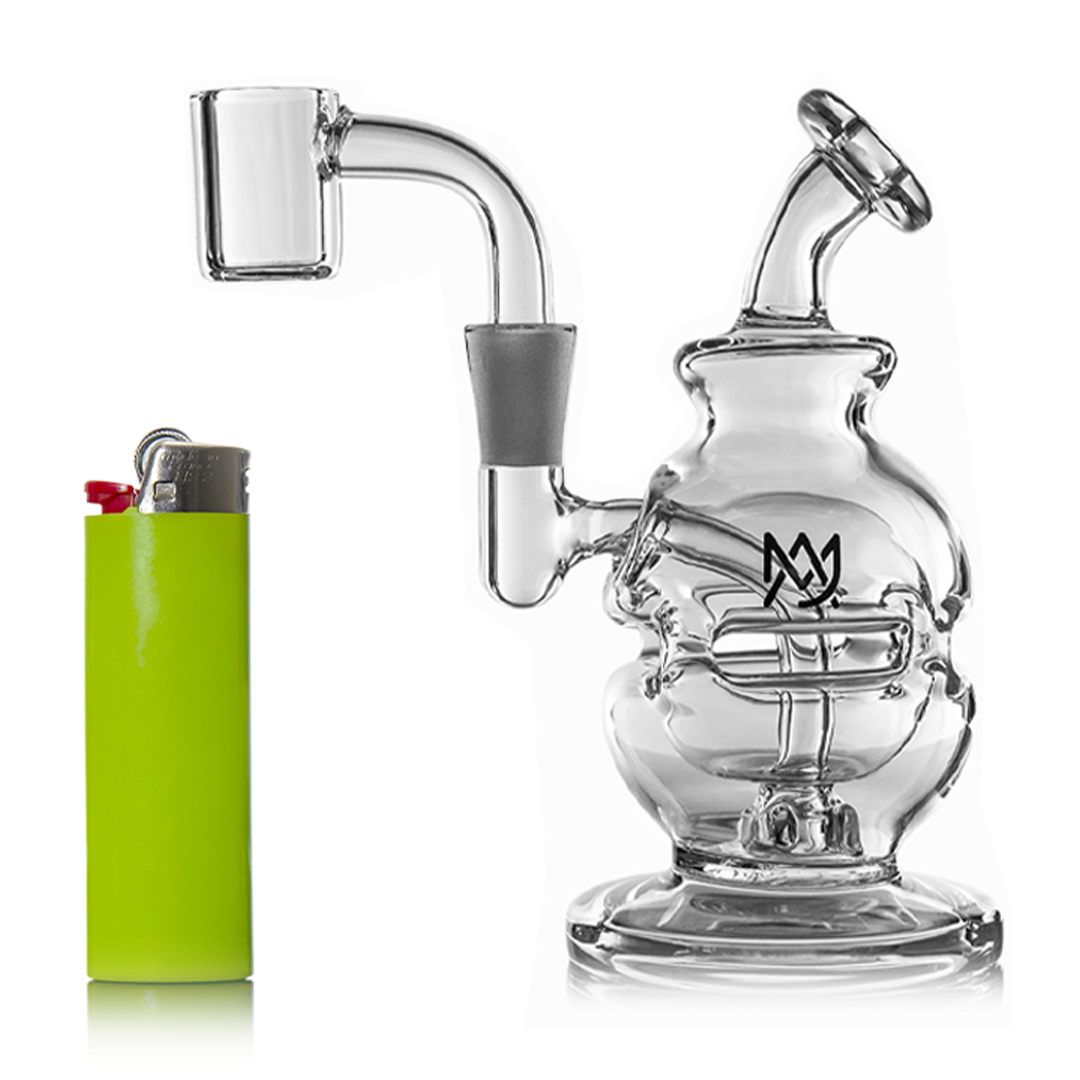 MJ Arsenal Royale Mini Dab Rig with Banger Hanger Design, Clear Borosilicate Glass, 5" tall