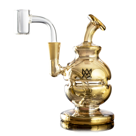 MJ Arsenal Royale Mini Dab Rig in Gold - 5" Compact Design with Banger Hanger and Percolator