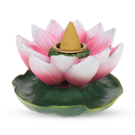Fantasy Enchanted Lotus Flower Backflow Incense Burner - Front View on White Background