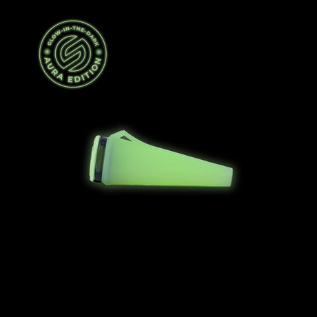 SOFTGLASS Glow-in-the-Dark One Hitter with Silicone Cover - Angled View on Black