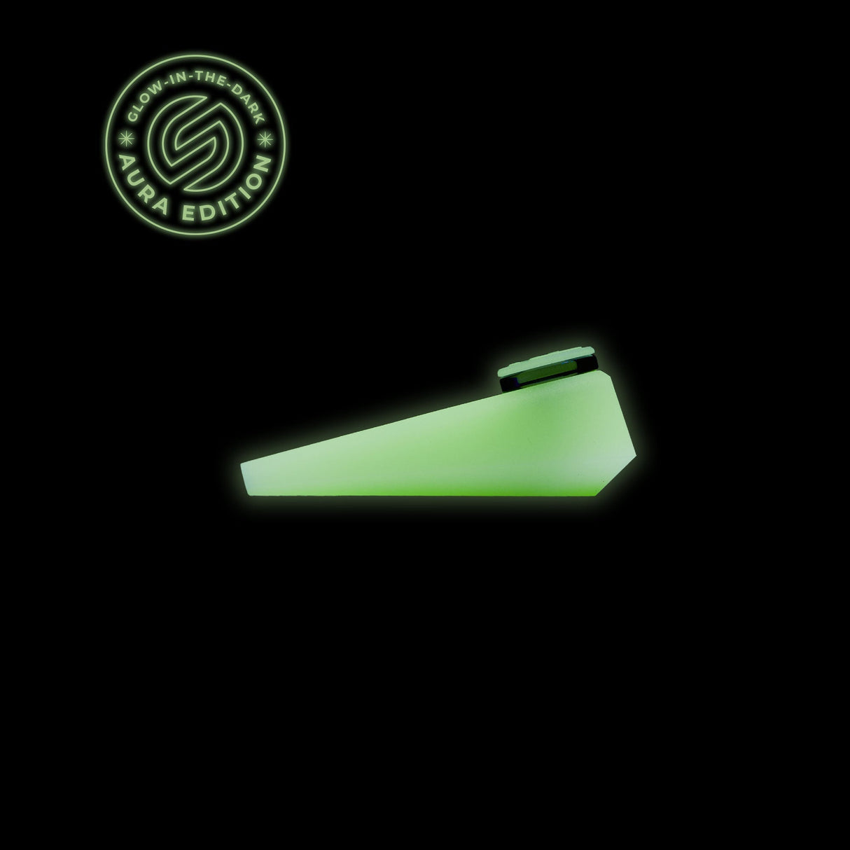 Glow-in-the-dark SoftGlass Aura Token Hand Pipe with Steel Tamper & Silicone Cover