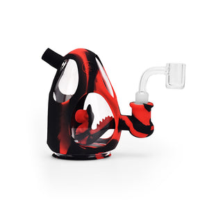 Ritual 5'' Silicone Dino Egg Rig in Black & Red with Clear Glass Bowl - Side View