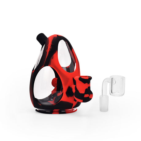 Ritual 5'' Silicone Dino Egg Rig in Black & Red with Quartz Banger - Front View