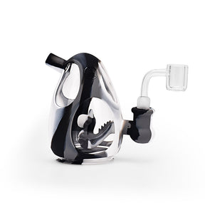Ritual 5'' Silicone Dino Egg Rig in Black & White Marble with Quartz Banger - Side View