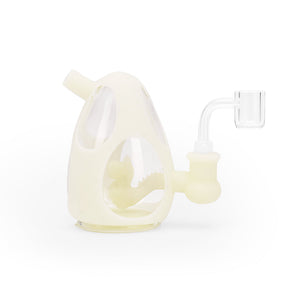 Ritual 5'' Silicone Dino Egg Rig in UV Titanium White with Quartz Banger - Front View