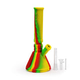 Ritual 12'' Deluxe Silicone Beaker in Rasta Colors Front View with Accessories