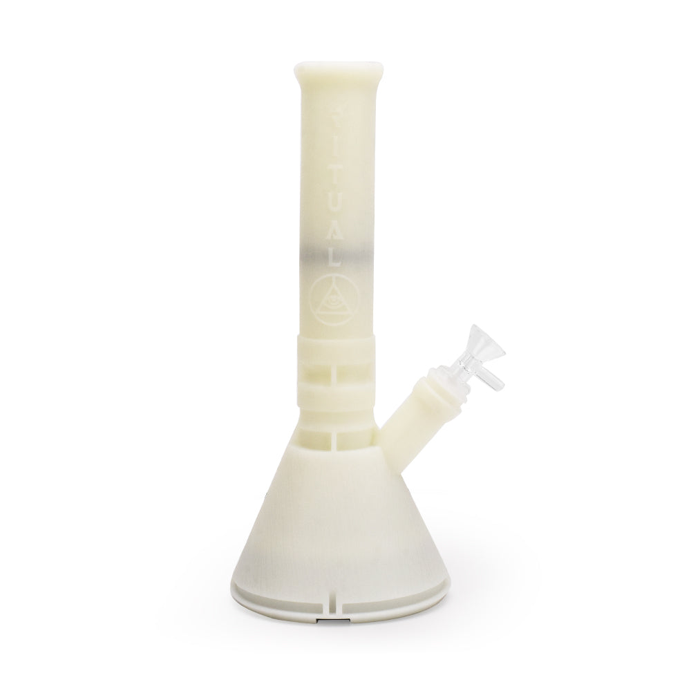 Ritual 12'' Deluxe Silicone Beaker in Titanium White UV, Front View on Seamless White Background