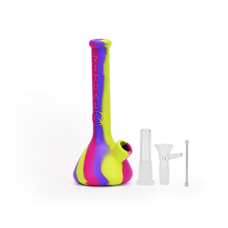 Ritual 7.5'' Deluxe Silicone Mini Beaker in Miami Sunset with Accessories Front View