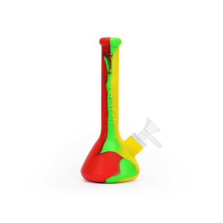Ritual 7.5'' Deluxe Silicone Mini Beaker in Rasta colors front view on white background