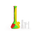 Ritual 7.5'' Deluxe Silicone Mini Beaker in Rasta colors with accessories, front view