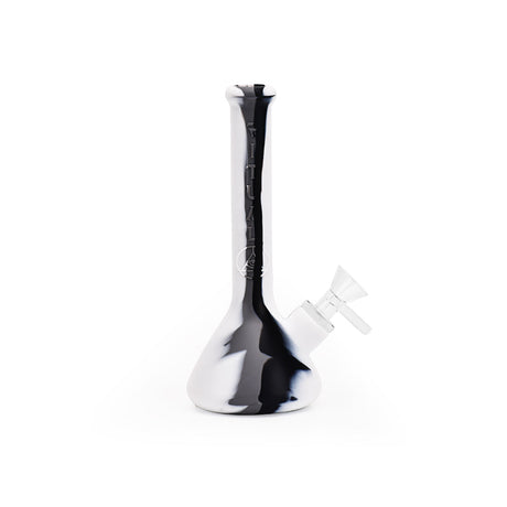 Ritual 7.5'' Deluxe Silicone Mini Beaker in Marble Black & White with Removable Bowl - Front View
