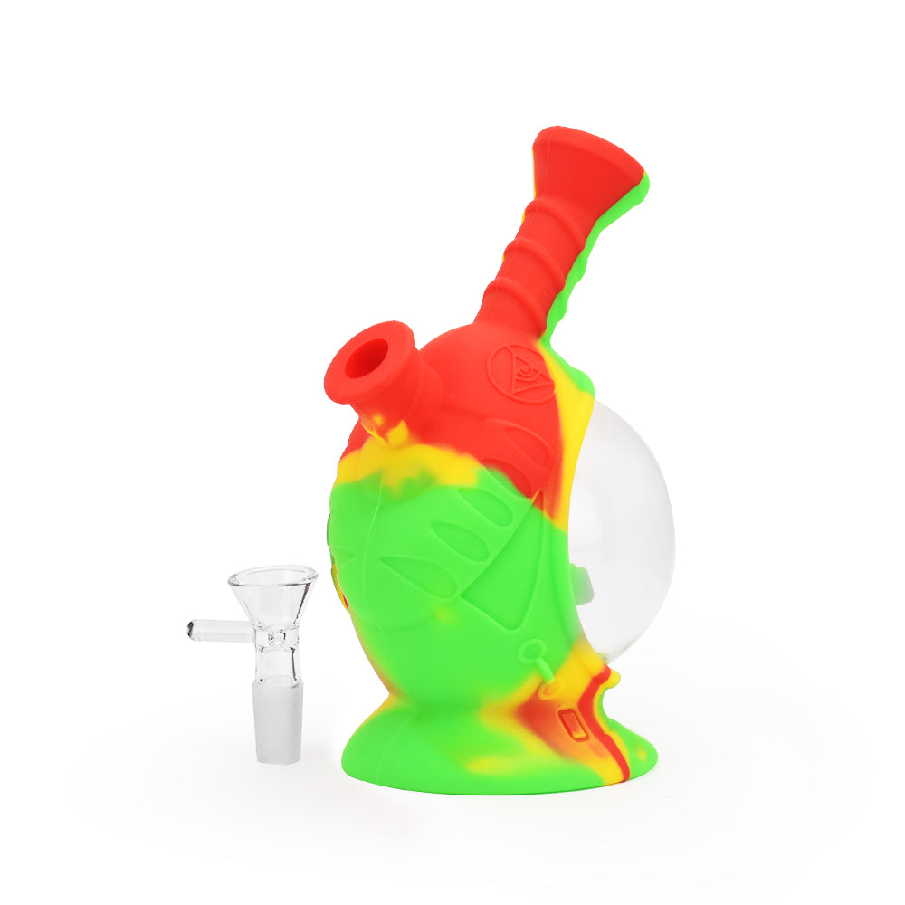 Ritual 7.5'' Silicone Astro Bubbler in Rasta colors, front view on white background