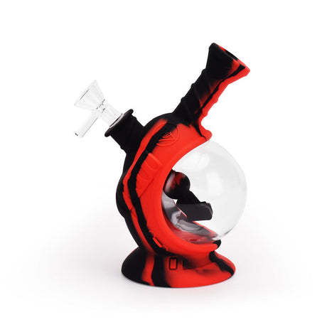 Ritual 7.5'' Silicone Astro Bubbler in Black & Red with Clear Glass Bowl - Side View