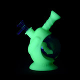 Ritual 7.5'' Silicone Astro Bubbler in UV Titanium White glowing in the dark, front view