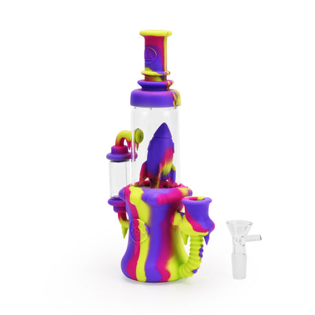 Ritual 8.5'' Silicone Rocket Recycler in Miami Sunset colors, front view on white background
