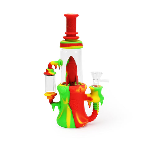 Ritual 8.5'' Silicone Rocket Recycler in Rasta colors front view on white background