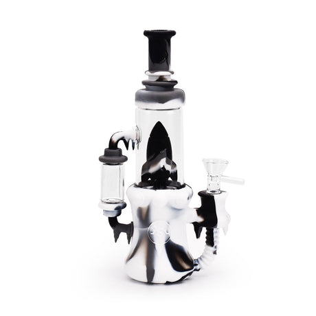Ritual 8.5'' Silicone Rocket Recycler in Black & White with Durable Design - Front View