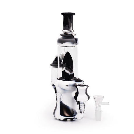 Ritual 8.5'' Silicone Rocket Recycler in Black & White with Deep Bowl - Front View