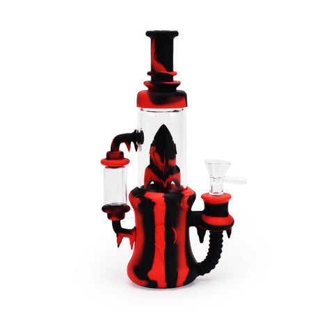 Ritual 8.5'' Black & Red Silicone Rocket Recycler Bong with Deep Bowl - Front View