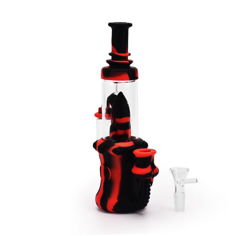 Ritual 8.5'' Silicone Rocket Recycler in Black & Red with Durable Design - Front View