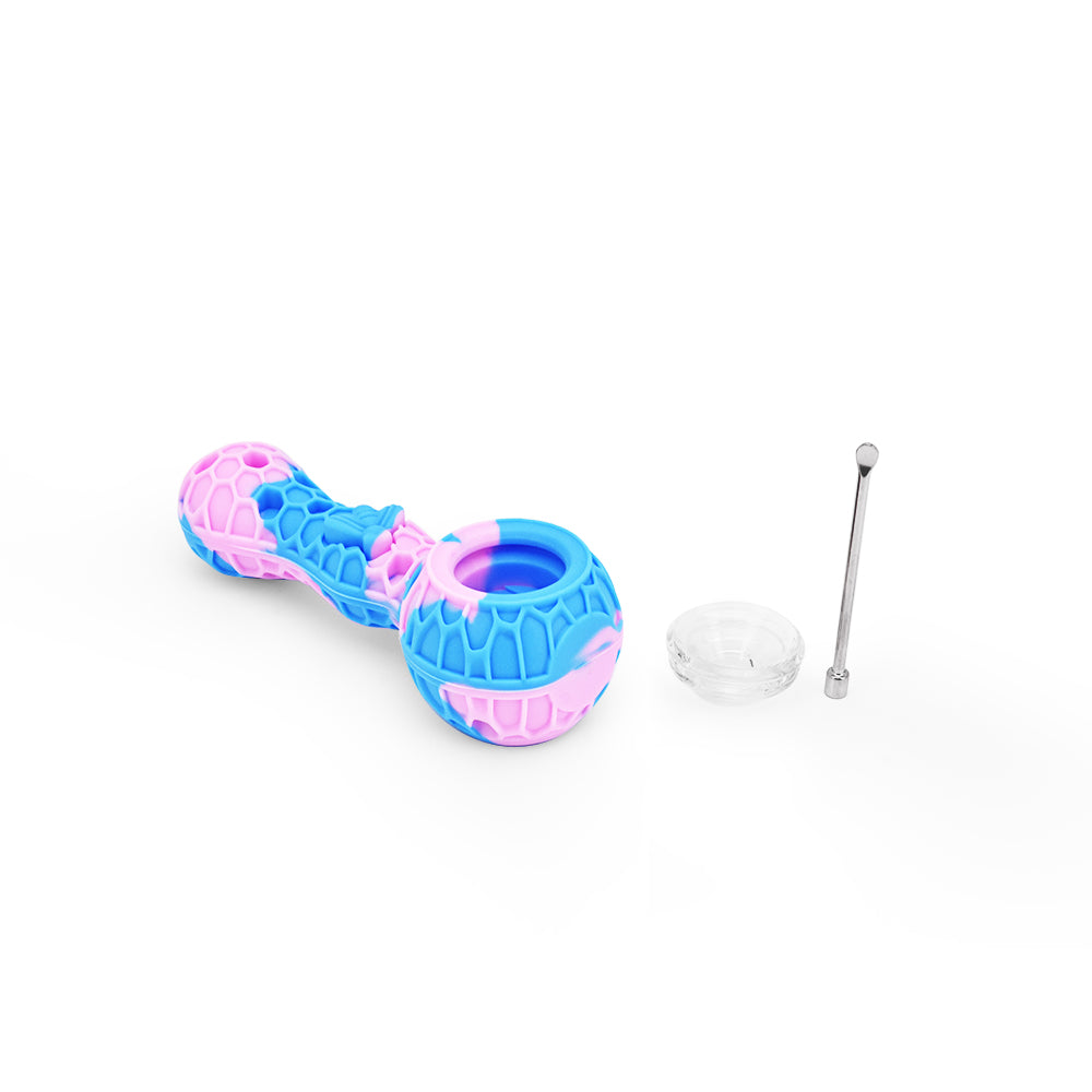 Ritual 4'' Silicone Spoon Pipe in Cotton Candy colors with glass bowl and poker tool