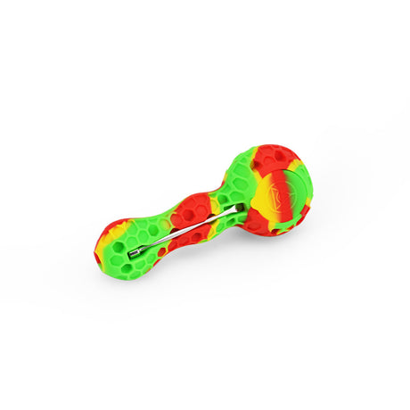 Ritual 4'' Silicone Spoon Pipe in Rasta colors, durable with easy-grip design, top view