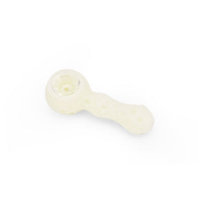 Ritual 4'' Silicone Spoon Pipe in UV Titanium White, Top View on Seamless White Background