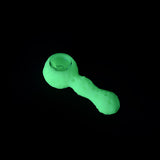 Ritual 4'' Silicone Spoon Pipe in UV Titanium White glowing in the dark, top view