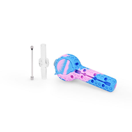Ritual 4'' Silicone Nectar Spoon in Cotton Candy colors with Quartz Tip, front view on white background