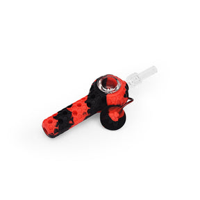 Ritual 4'' Black & Red Silicone Nectar Spoon with Clear Tip, Angled Side View