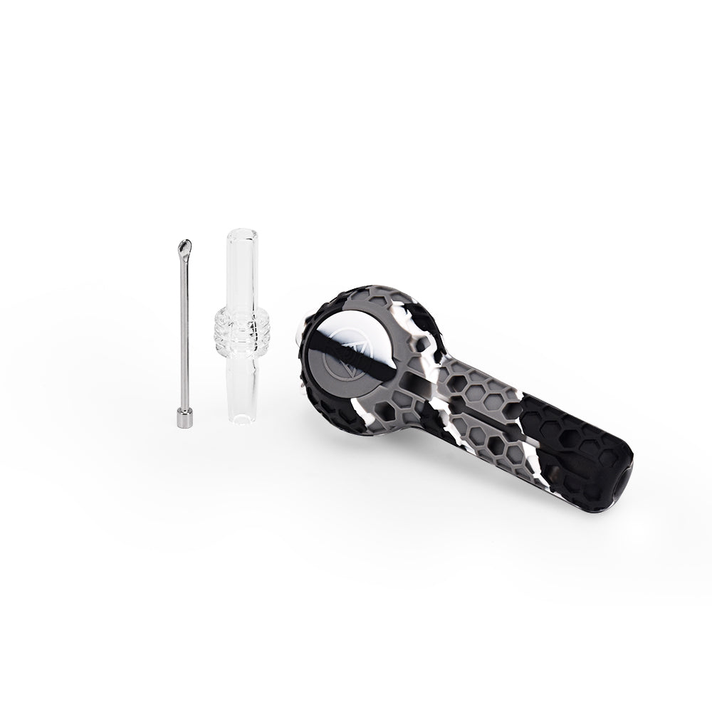 Ritual 4'' Silicone Nectar Spoon in Black & White Marble with Durable Design - Top View